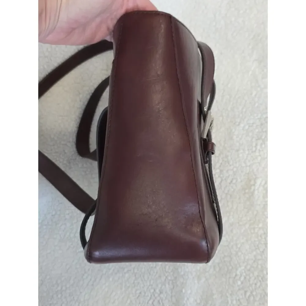 Etienne Aigner Burgundy Leather Tote Shoulder Bag Double Handle Retro Y2K Style